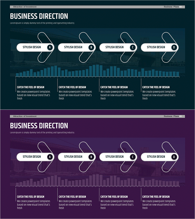 비즈니스 선형 방향 다이어그램 – 사업 전략 및 목표 시각화