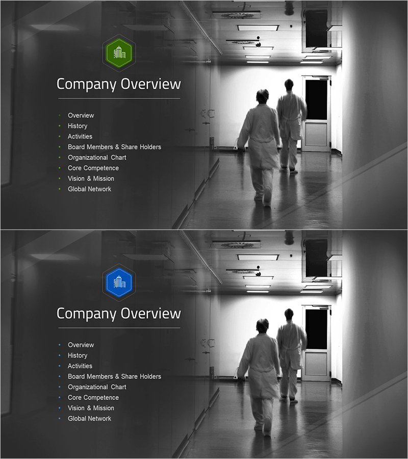 병원 회사소개서 슬라이드 – 신뢰를 담은 간지