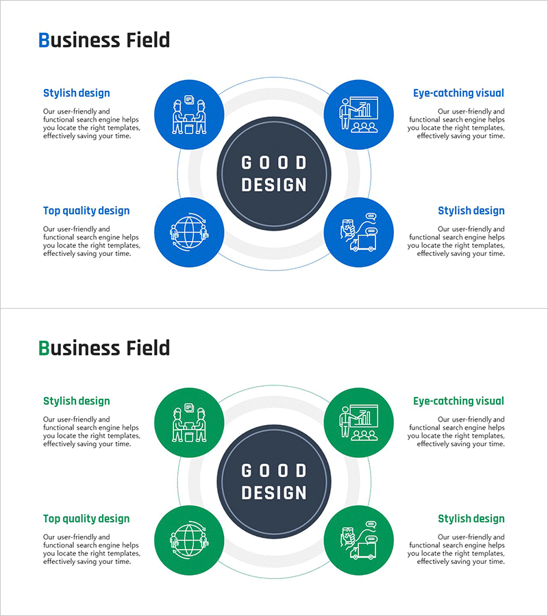 부동산 사업영역 다이어그램 – 사업소개와 클러스터