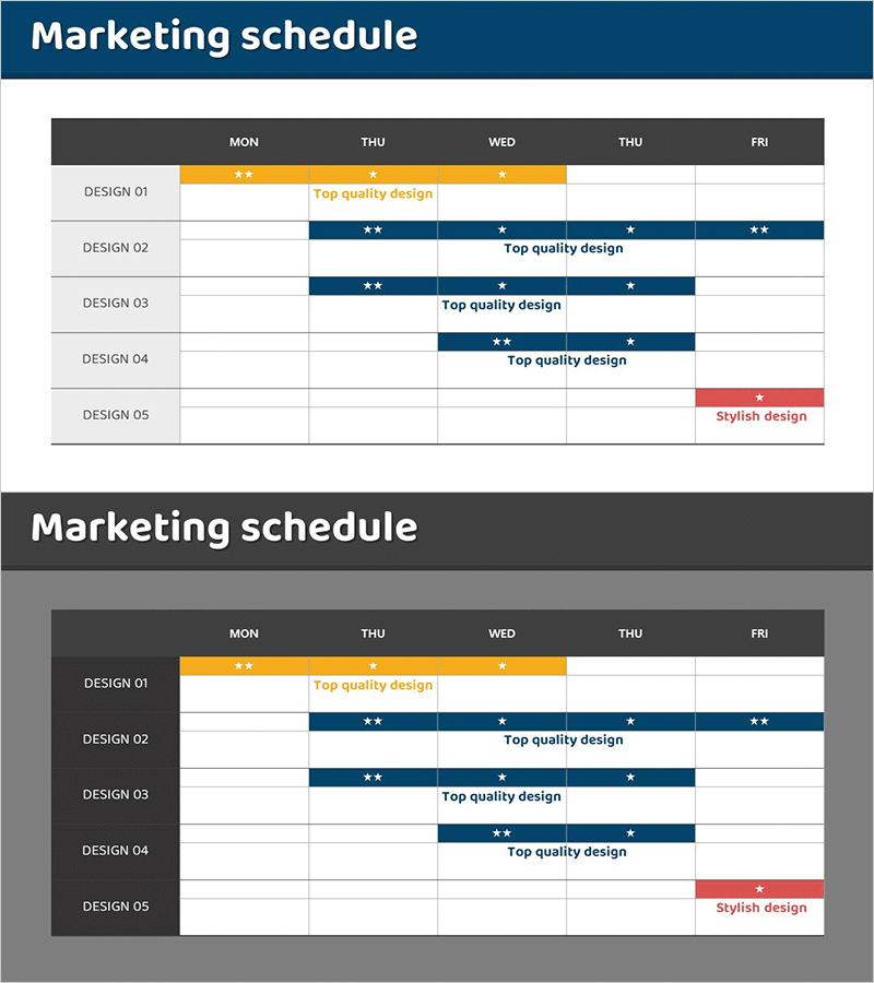 마케팅 월간 스케줄 테이블 – 사업 추진 전략