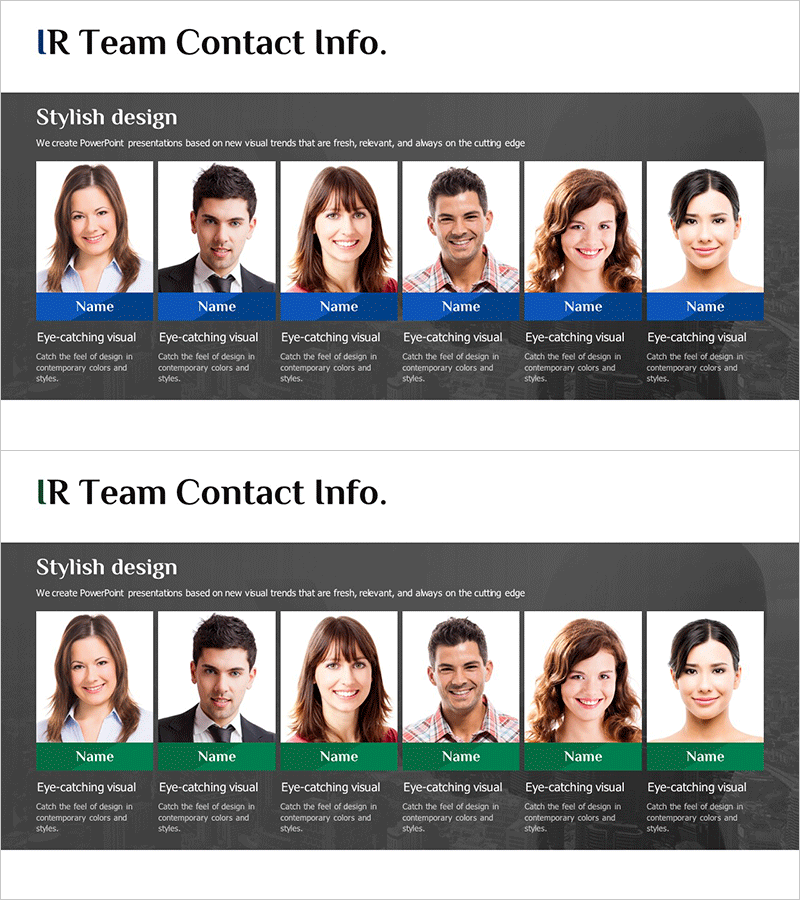 IR 팀 프로필 다이어그램 – 현대적인 클러스터 디자인