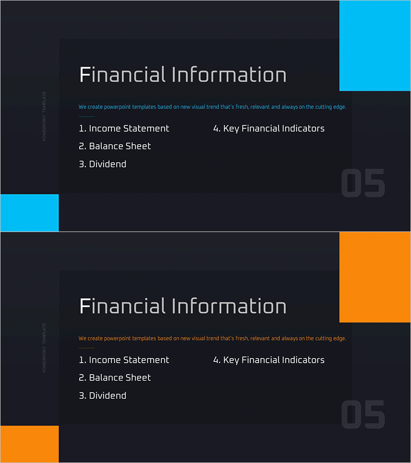 재무 정보 슬라이드 – 성공 트렌드 IR 템플릿 간지