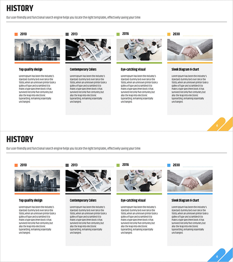 회사 연혁 프레젠테이션 슬라이드 - 비즈니스 성장의 여정