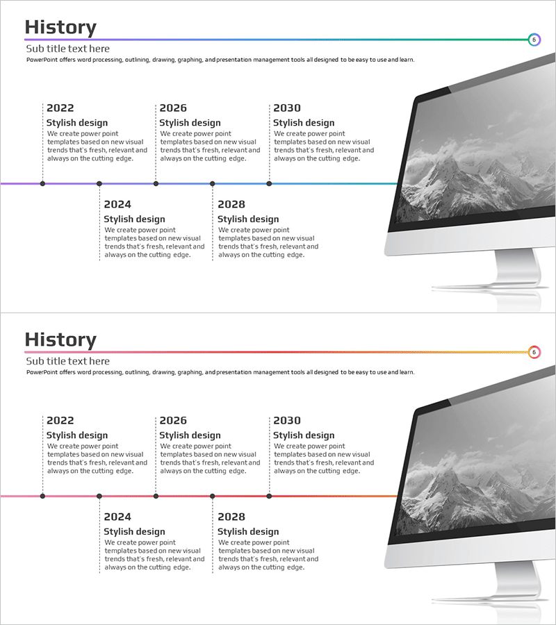 PC 목업 연혁 다이어그램 – 기업 역사와 발전을 담다
