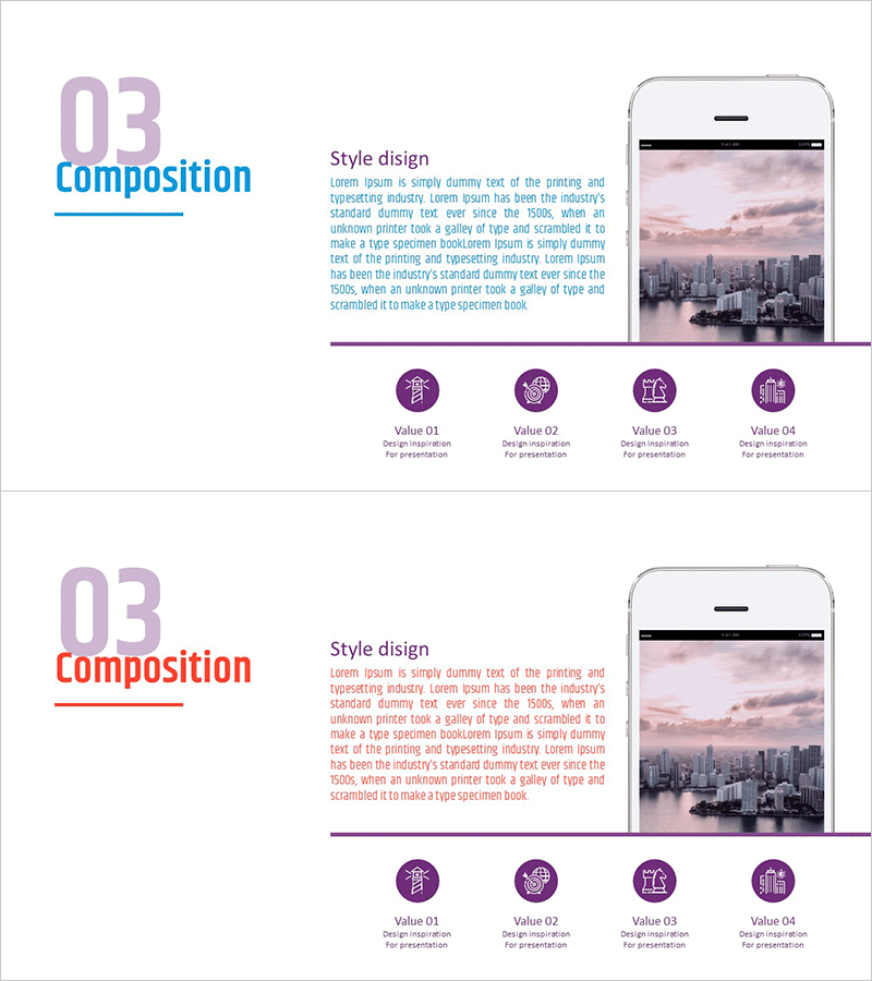 핸드폰 서비스 개요 슬라이드 – 간결하고 명확한 정보 전달