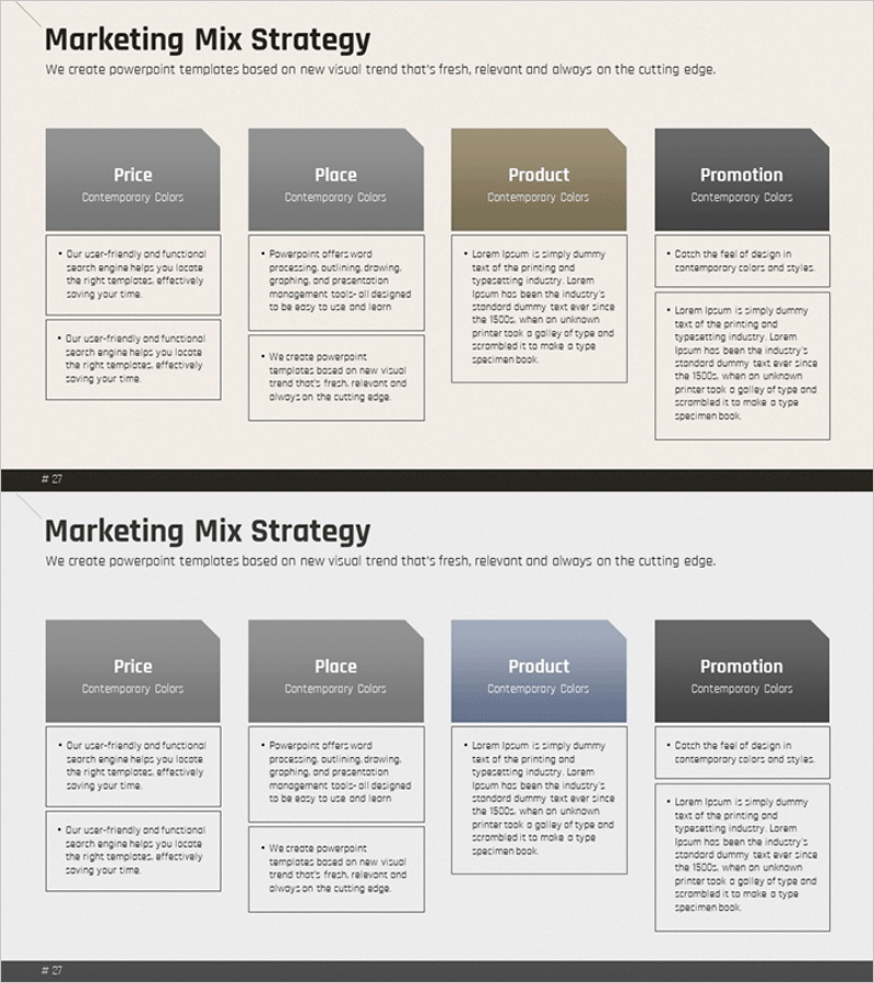 마케팅 전략을 시각화한 4P 템플릿