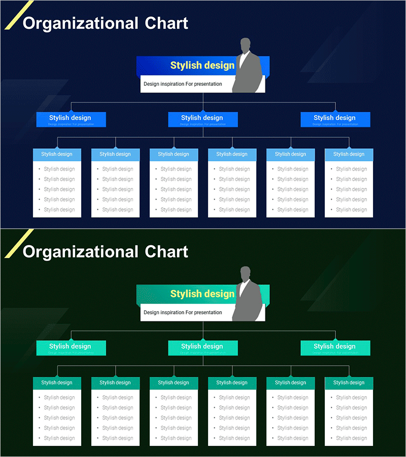 기업 대표 실루엣 조직도 – 스타일리시한 프레젠테이션