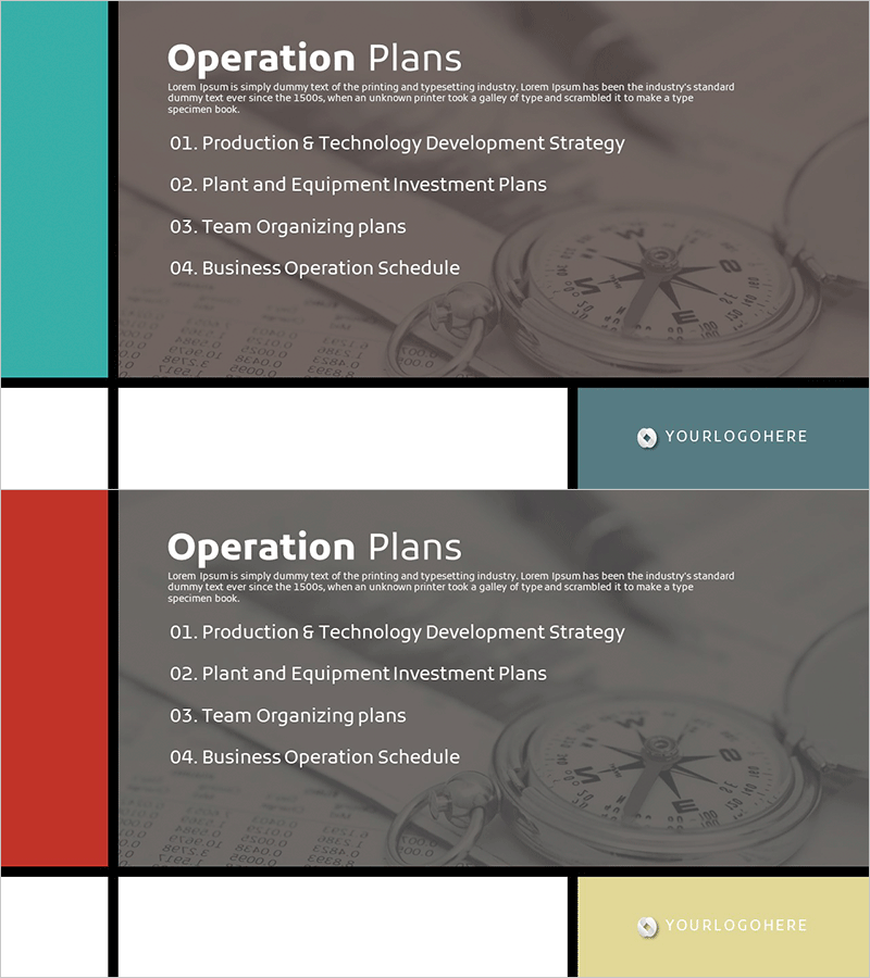 몬드리안 패턴으로 구성된 사업계획서 템플릿 간지