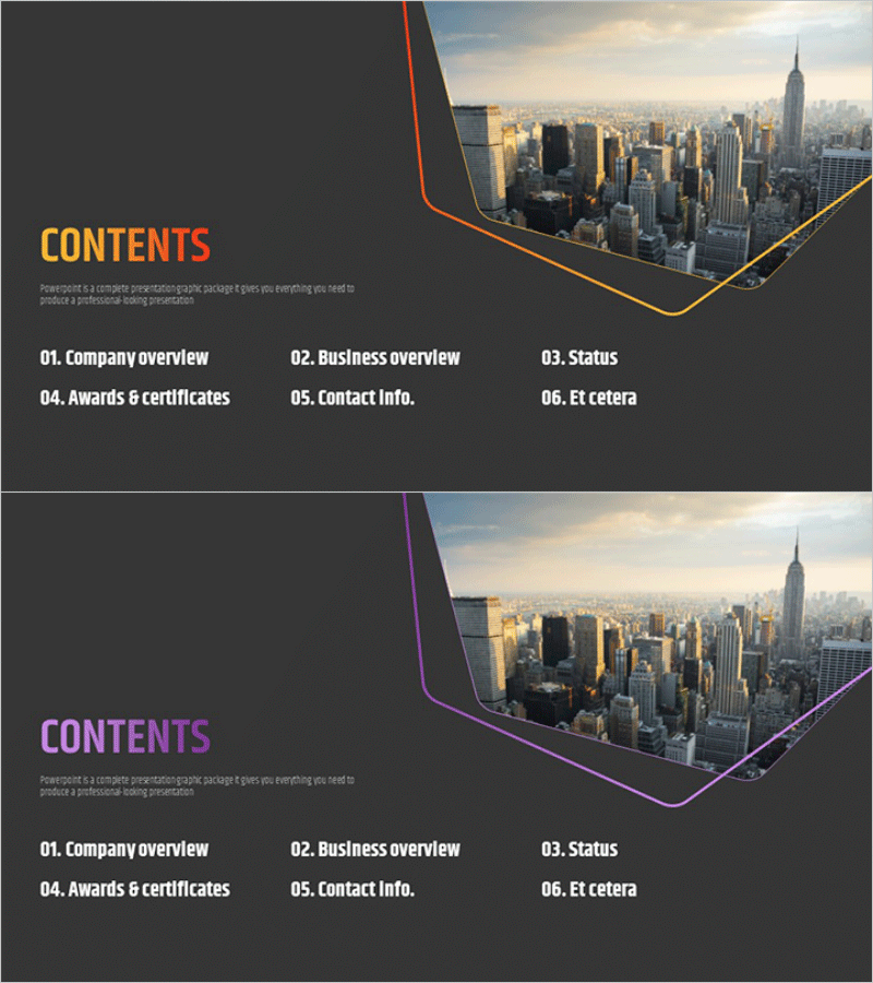 육각형 패턴 회사소개서 목차 – 전문성과 신뢰