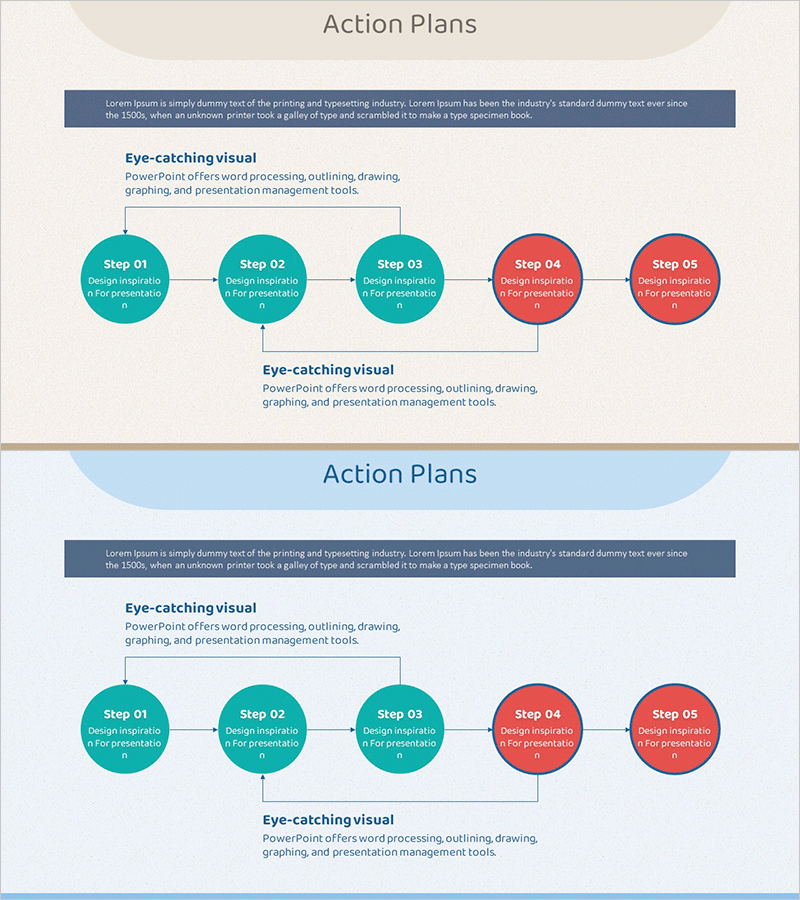 마케팅 목표 및 계획 슬라이드 템플릿 - 비즈니스 전략 단계