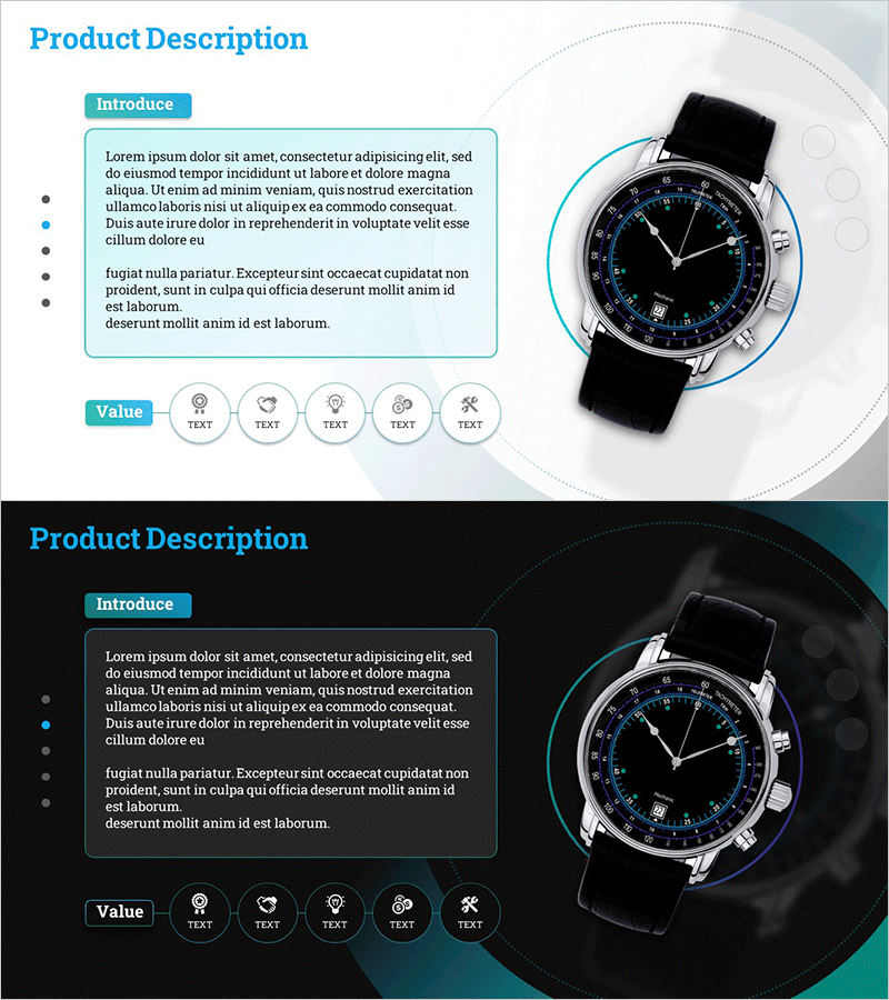 프리미엄 시계 상세 설명 슬라이드