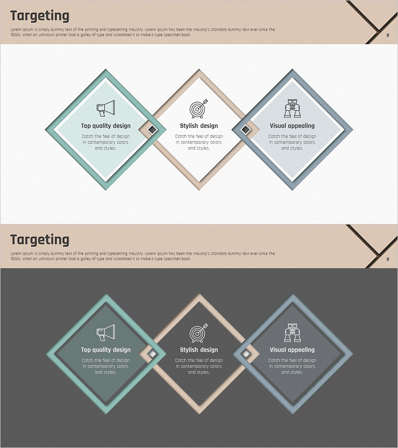 타겟 설정 사각 중첩 다이어그램 – 사업 목표 및 전략