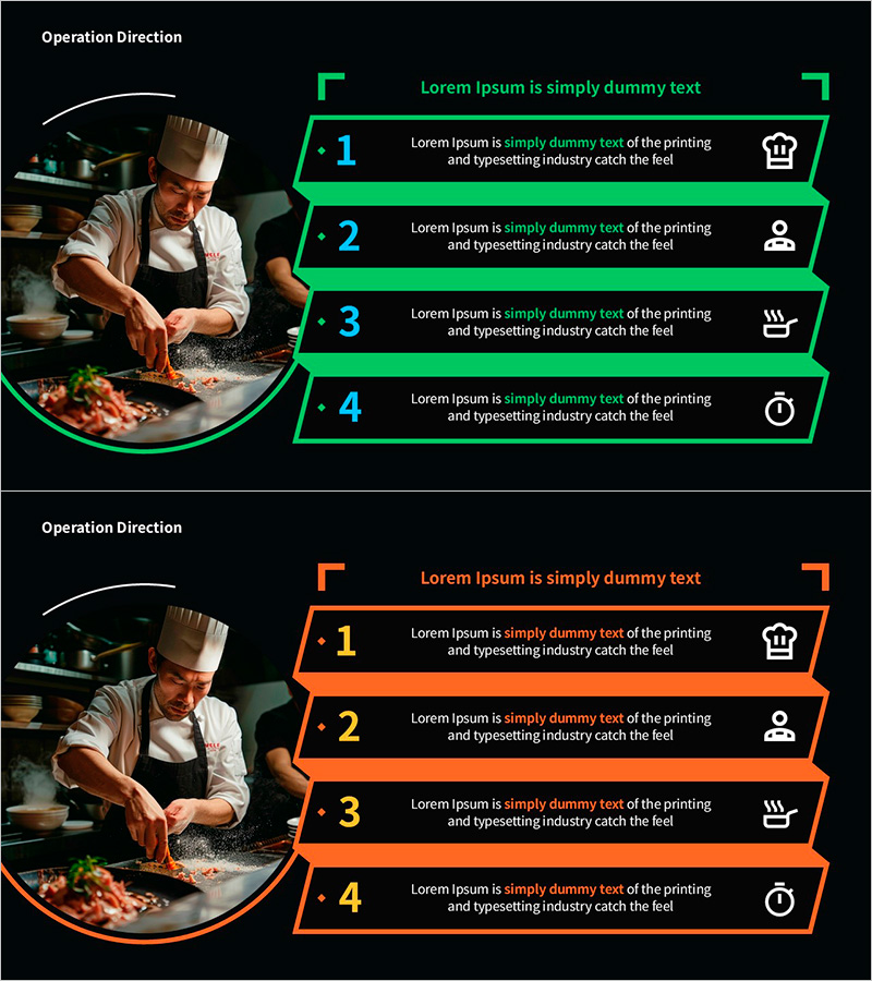 작업 지시 사항을 시각화한 슬라이드 템플릿