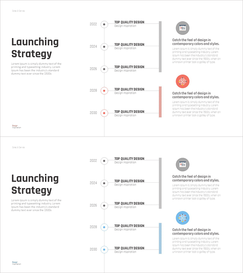 연도별 출시 목표를 위한 클러스터 다이어그램