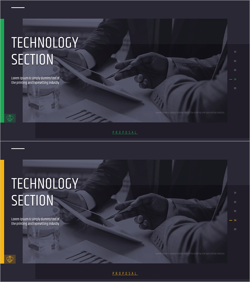 모던 시티 테마 제안서 간지 – 혁신적 기술 섹션
