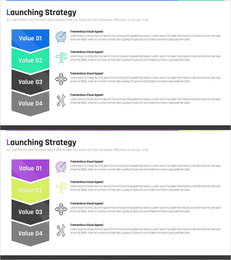 단계별 출시 전략 다이어그램 – 사업 비전과 마케팅 전략