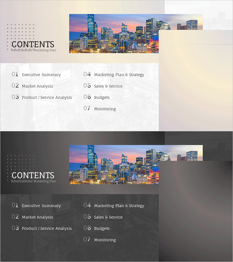 광고 마케팅 계획 템플릿 목차