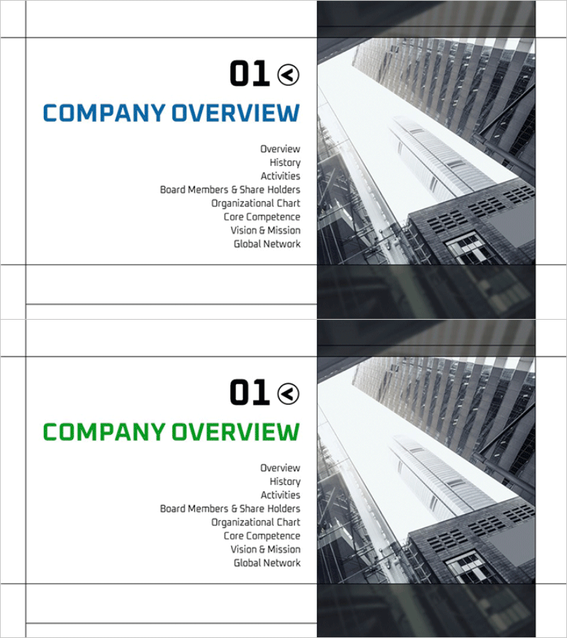 그리드 회사소개서 템플릿 간지 – 기업 개요를 효과적으로 전달