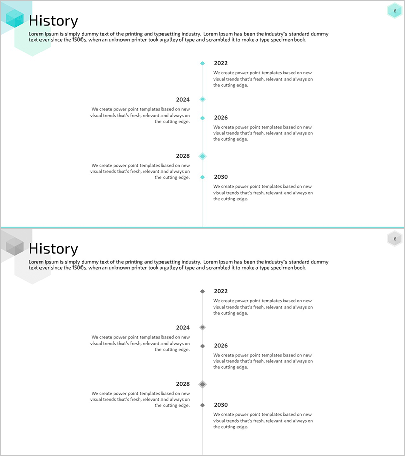 미니 사각 연혁 다이어그램 – 회사 소개 필수템플릿