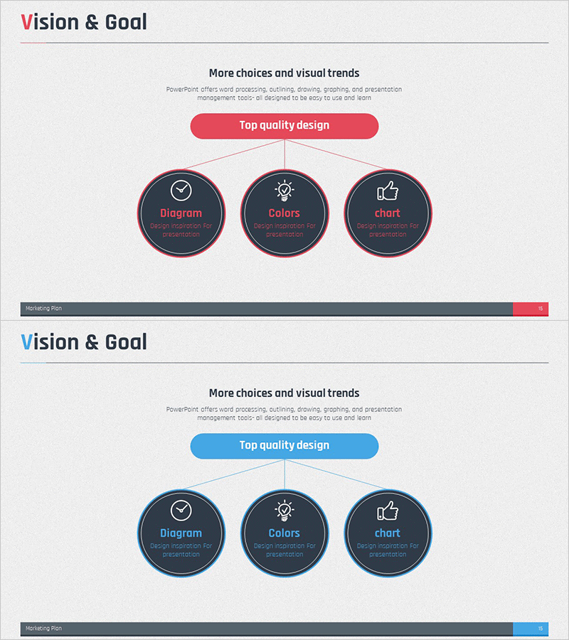 비전과 목표 소개 다이어그램 – 목표 설정 및 비전 공유