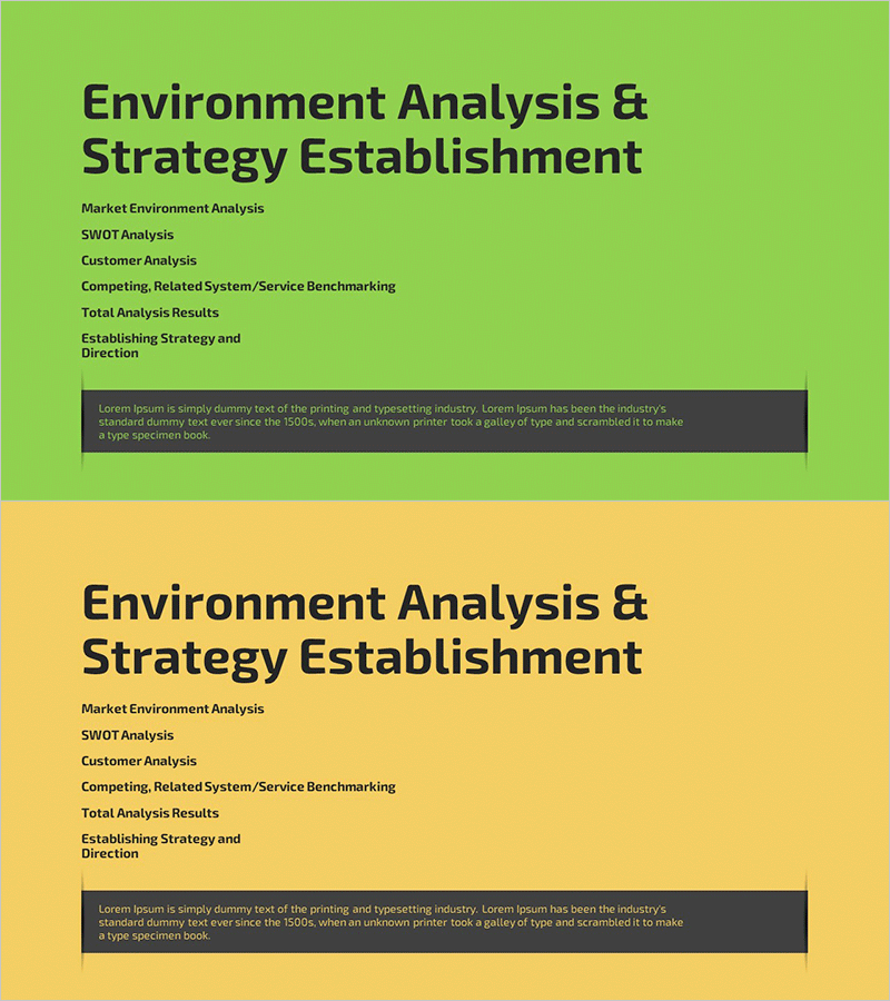 아이디어 제안서 템플릿 간지 – 환경 분석 및 전략 수립