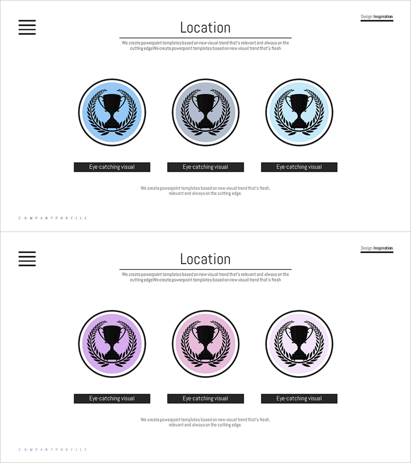수상 인증마크 슬라이드 – 기업 신뢰성 강조