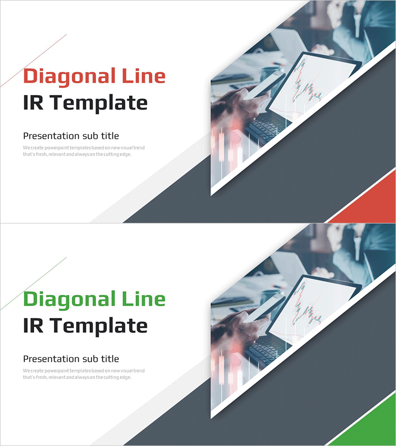 사선 테마 IR 템플릿 표지 – 현대적 분위기
