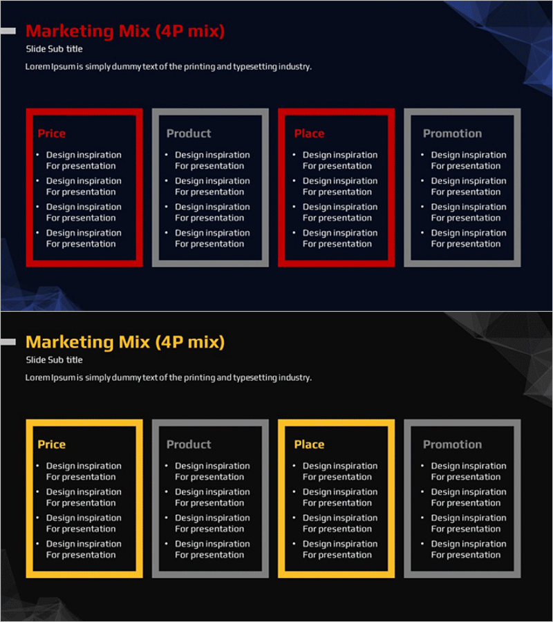 사각 폐쇄 다이어그램 4P – 마케팅 전략 분석