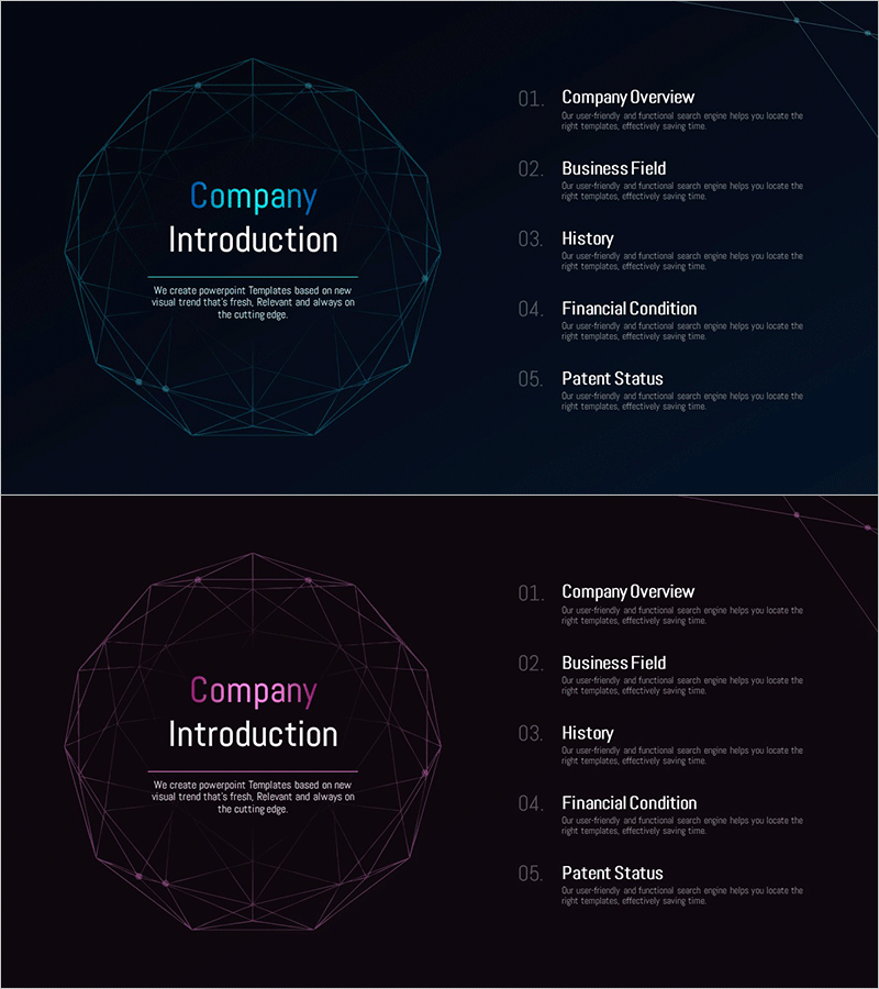 글로벌 투자유치 템플릿 간지 – 기업 소개 및 재무 상태