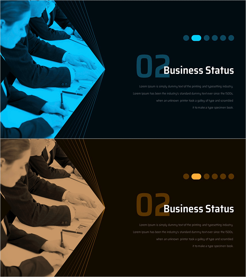 방향성 제시 IR 템플릿 간지 – 비즈니스 현황 강조