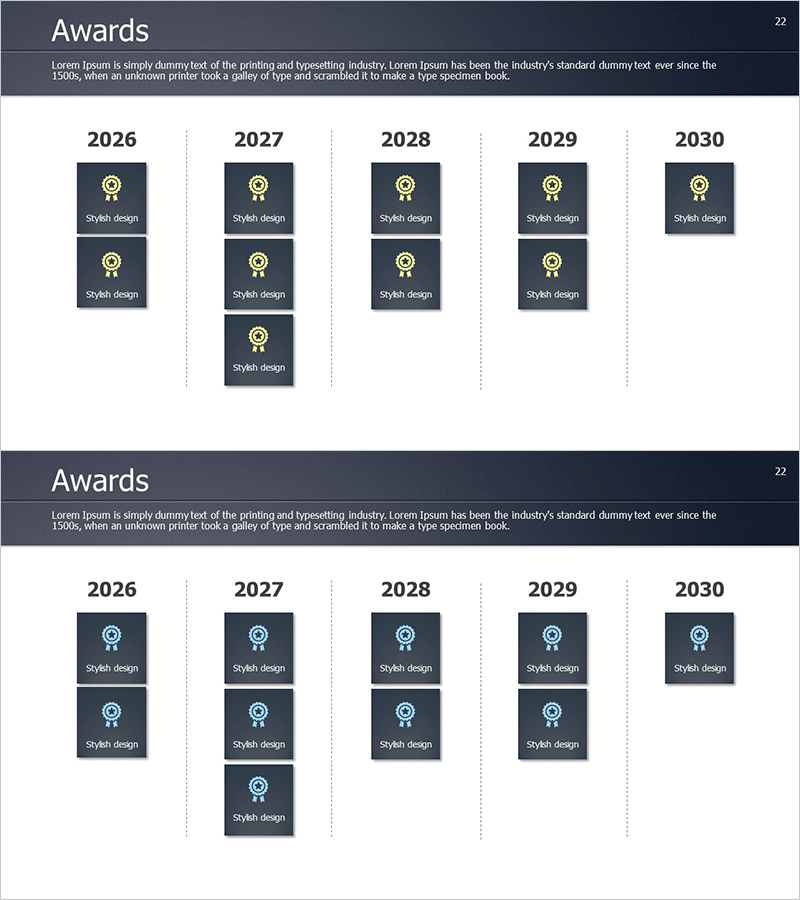 연도별 수상내역 분류 – 성과 공유