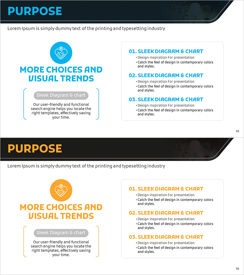 비즈니스 목표 항목 슬라이드 템플릿 – 목표와 비전