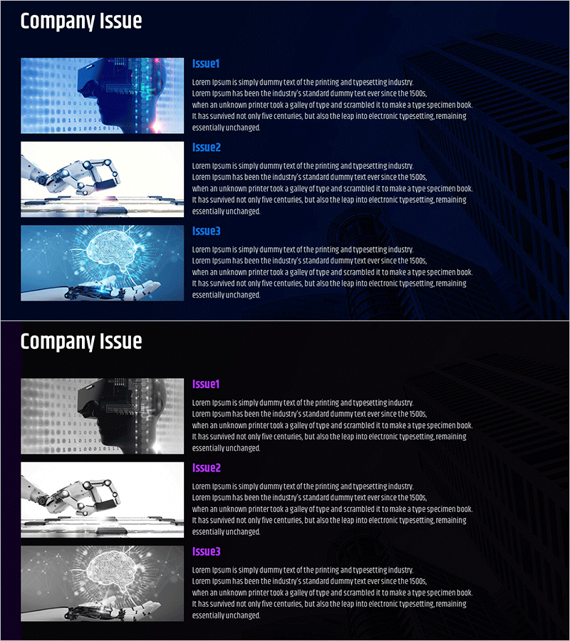 최신 회사 이슈를 효과적으로 시각화한 슬라이드