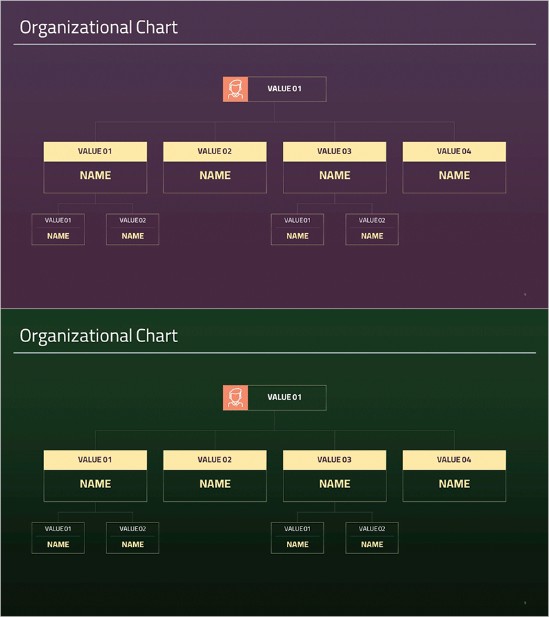 심플 조직도 스퀘어 다이어그램 – 회사 구조 명확화