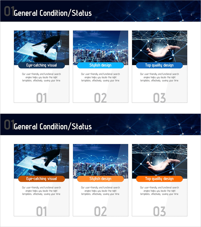 미래기술 사업 프로젝트 소개 – 혁신과 성장을 담은 다이어그램 슬라이드