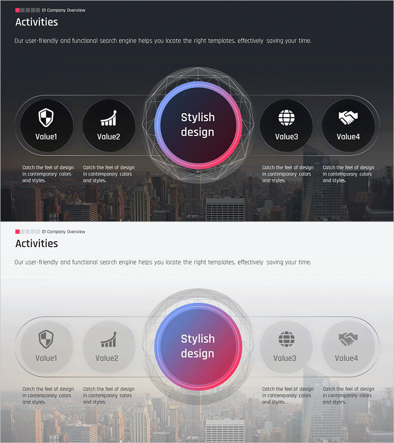 주요 사업활동 영역 다이어그램 – 사업 소개를 위한 시각적 표현