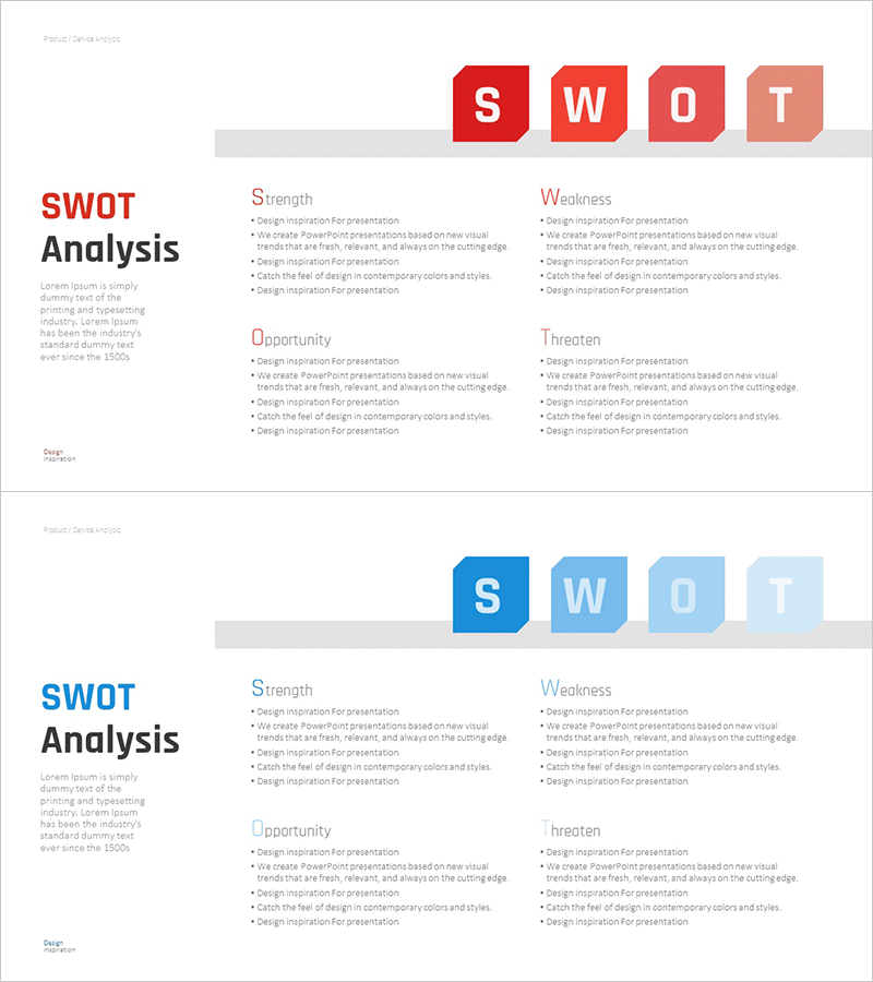 SWOT 분석 슬라이드 – 의료 사업 목표 확산 다이어그램