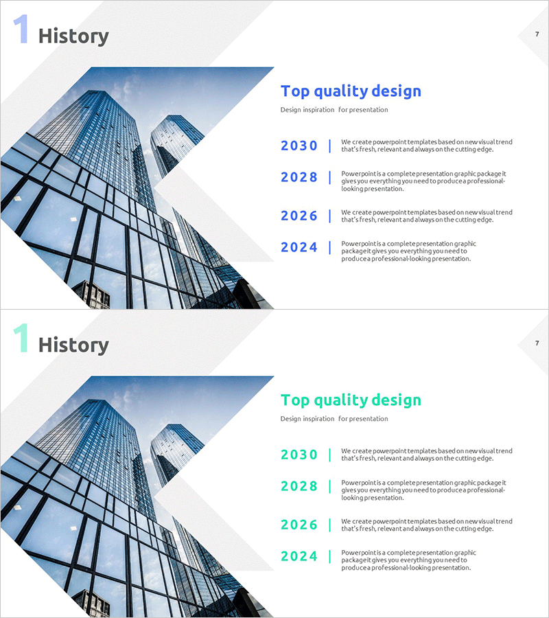 스타트업 히스토리 소개 슬라이드 – 사업의 성장과 비전