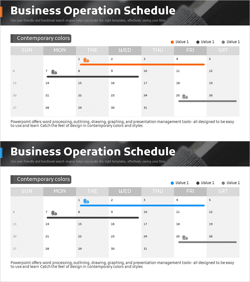 배송서비스 일정계획표 – 사업추진 전략을 직관적으로 표현