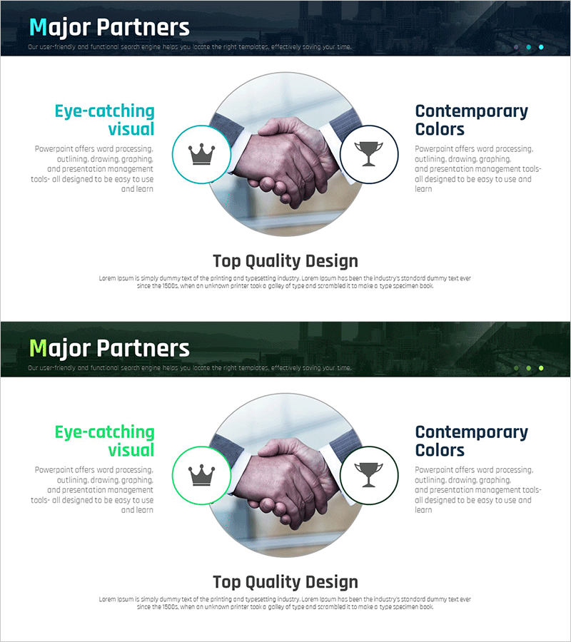 신뢰와 협력 파트너십을 강조한 슬라이드