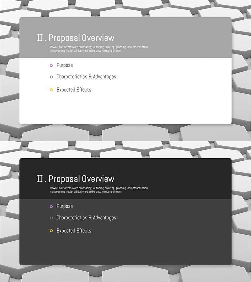 3D 육각형 테마 제안서 – 실용성과 세련미