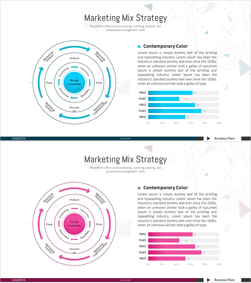 5P 마케팅 믹스 원형 다이어그램 - 사업전략을 시각화하자