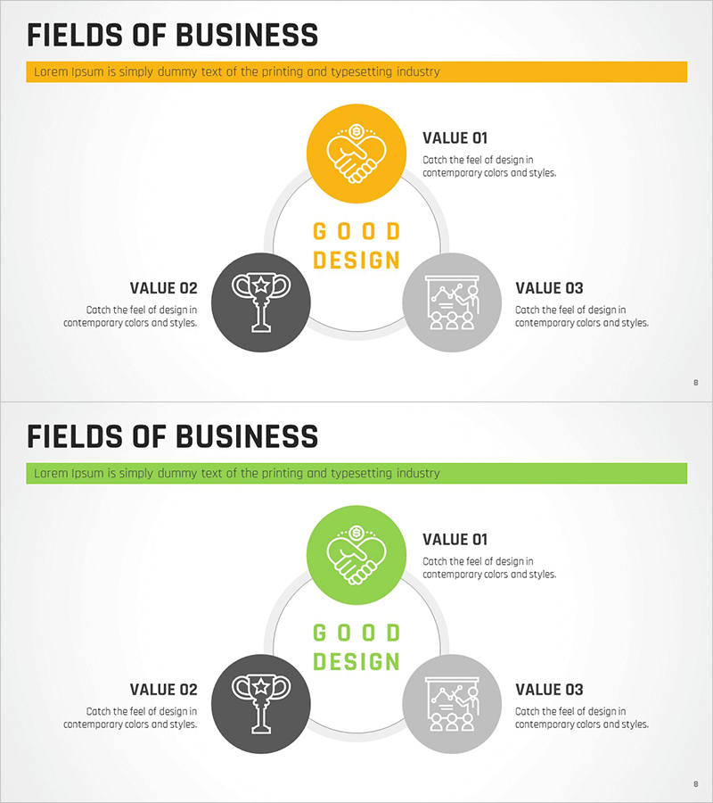옐로우 그린 사업영역 다이어그램