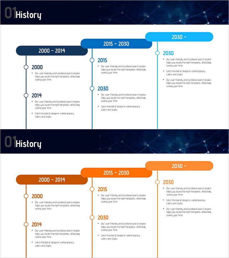 연혁 원형 다이어그램 – 회사 역사 시각화