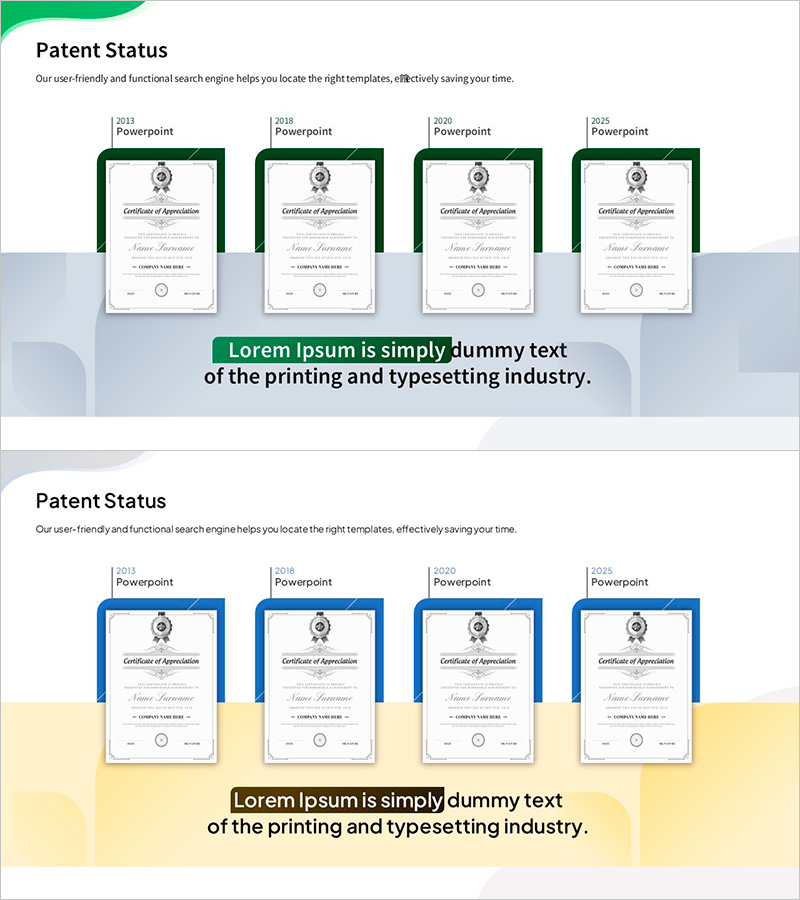 인증서 디자인 슬라이드 – 시간의 흐름