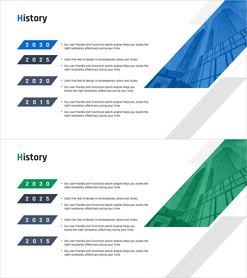 베이직 히스토리 소개 슬라이드 – 회사 연혁을 한눈에