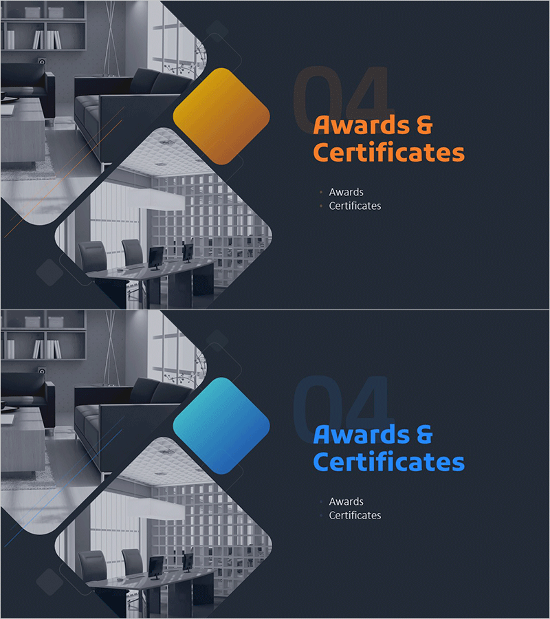 모던 가구 회사소개서 템플릿 간지 – 성과와 인증을 강조