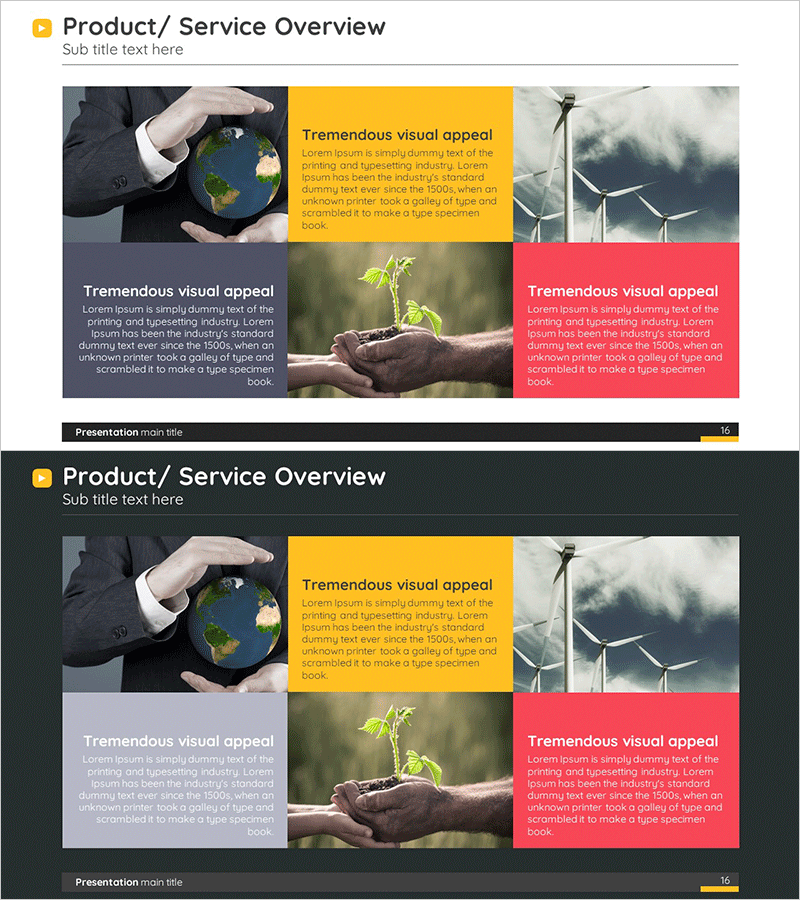 프로그램 서비스 개요 슬라이드 – 시각적으로 매력적인 비주얼 제공