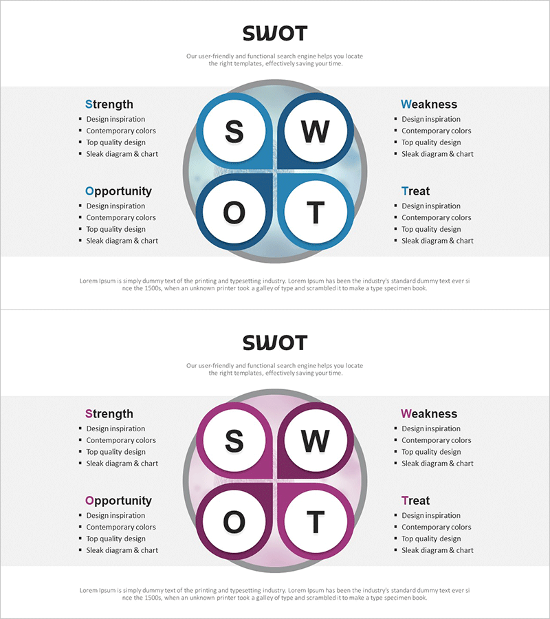 SWOT 분석 잎 모양 다이어그램 – 시장 분석의 필수템플릿