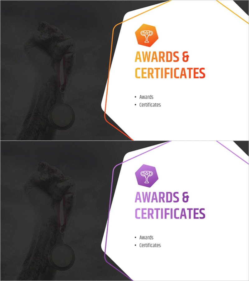 육각형 패턴 회사소개서 간지 - 수상 및 인증 섹션